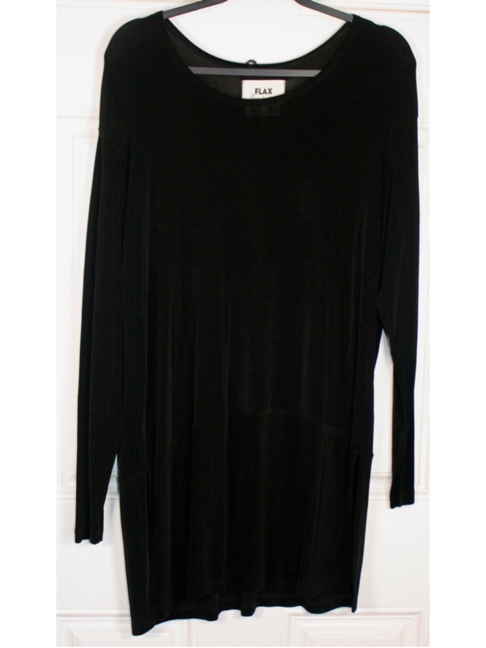 FLAX Black Slinky Stretch Long Sleeve Dress - Picture 2 of 6